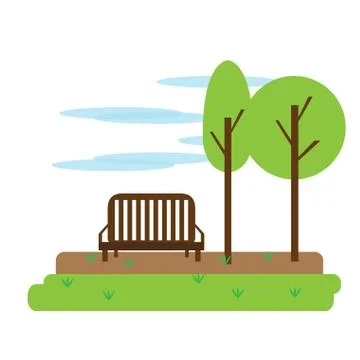 View of a park with a bench Ilustração Stock