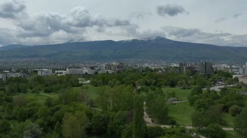 View from the park. Clouds over mountain. timelapse. Stock Footage 197069001