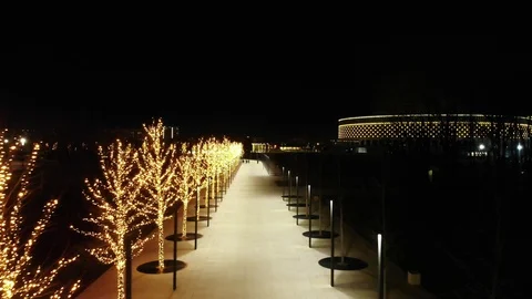 View of the park Krasnodar at night from the air. Stock Footage 111470867
