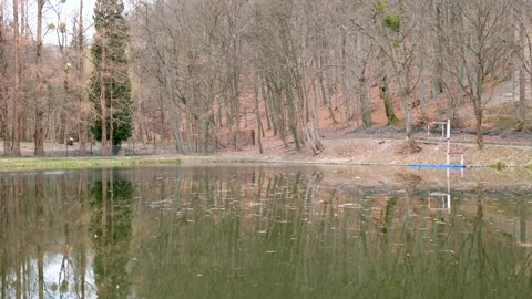 View of park lake in forest Stock Footage 151819074