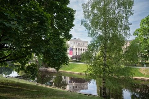 View from a park of Opera House in Riga, Latvia Stock Photos