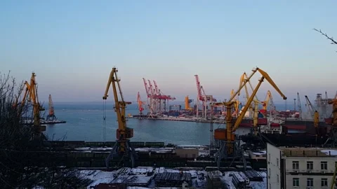 View from park to the port Stock Footage 144118572