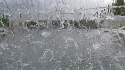 View of a park through a waterfall2 4K Stock Footage 95432162