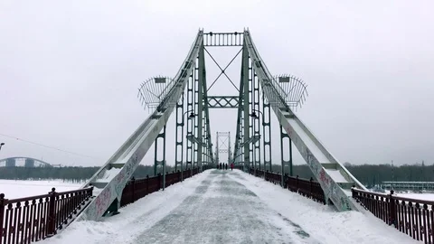 View of Parkovyi Bridge in winter Video stock 71299032