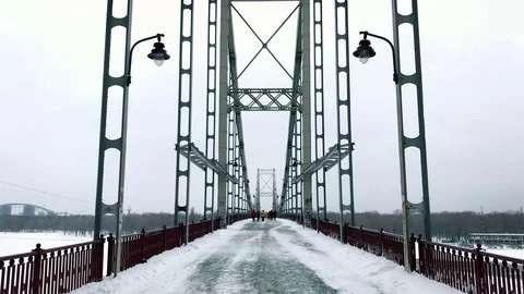 View of Parkovyi Bridge in winter Video stock 71299053
