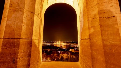 View on the Parliament in Budapest Stock Footage 106410689