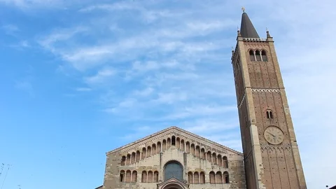 View of Parma Cathedral (Cattedrale di Parma). Stock Footage 124669761