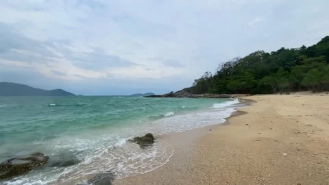 View of a part of the beach located on a small island. Video stock 236693231