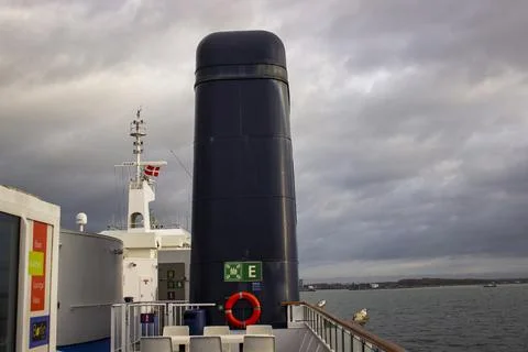 View of part of the deck and bow of the ship Stockfoto's