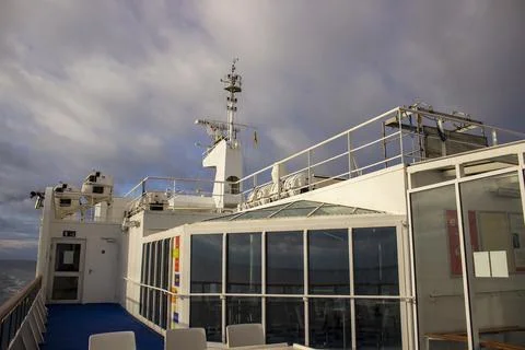 View of part of the deck and bow of the ship Stock Photos