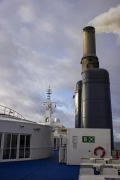 View of part of the deck and bow of the ship Stock Photos
