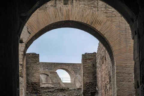 View of a part of the interior of the  Colosseum Stock Photos