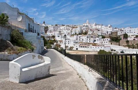 View of a part of the old town in vejer de la frontera, andalusia, spain, eur 스톡 사진