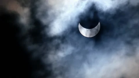 View of the partial solar eclipse in the sky Stock Footage 133428384