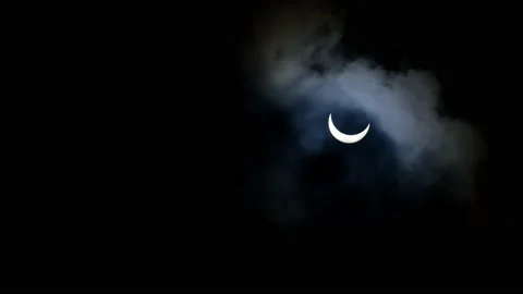 View of the partial solar eclipse in the sky Stock Footage 133732558