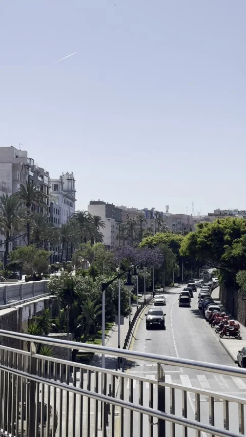 View from Paseo de la Marina Espanola to the Alley and City of Ceuta in Spain Stock Footage 311648097