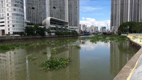 View of the Pasig river in the Central district Stock Footage 136638337