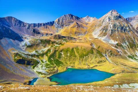 View from the  pass at the lake Stock Photos