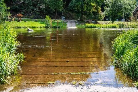 A view of the passage through the river Bode in Treseburg A view of the pa... Stock Photos