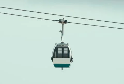 View of passenger cable way cabin in the sky. Stock Photos