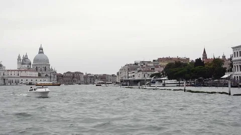 View from a passenger ferry approaching Venice on sunny summer day Stock Footage 72975219