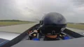 View of passenger sitting in cockpit of jet plane taking off from the ground HD Footage