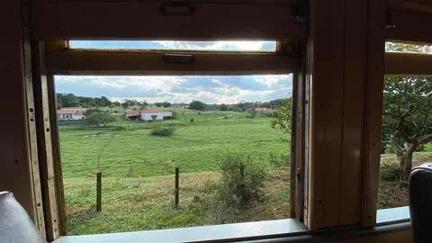 View from the passenger train window Stock Photos