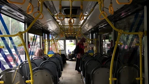 View of passengers inside a moving bus o... | Stock Video | Pond5