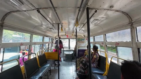 View of passengers inside of public transport bus. Stock Footage 288307249