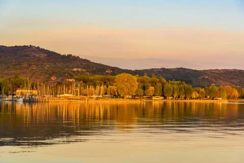 View of Passignano at sunset Stock Photos
