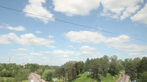 View of passing landscape from a train window. Stock-Footage 11139946