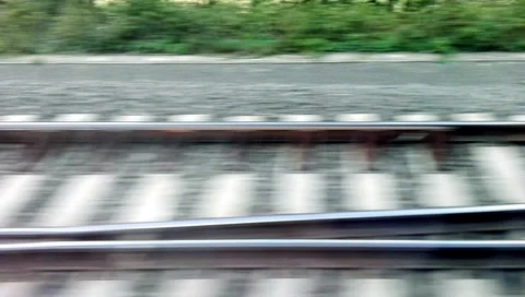 View at passing by train tracks Stock Footage 97847821
