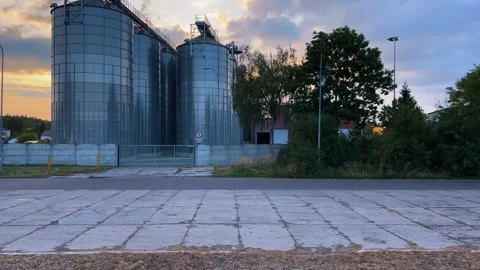 A view from a passing train window of a village  Stock Footage 318977782