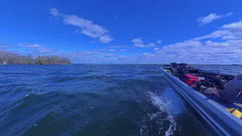 View at passing water while fishing adventure at the lake in Kawartha Lakes.. Stock Footage 346310526