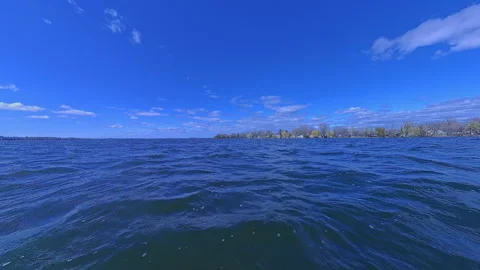 View at passing water while fishing adventure at the lake in Kawartha Lakes.. Stock Footage 346310535