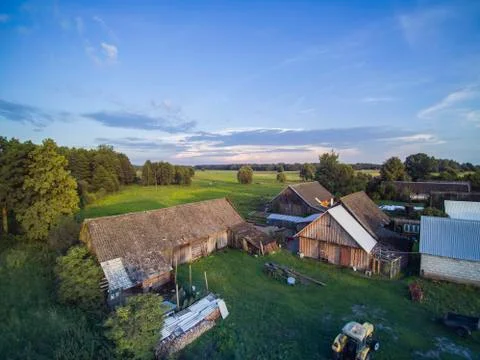 View of the pasture from the drone Stock Photos