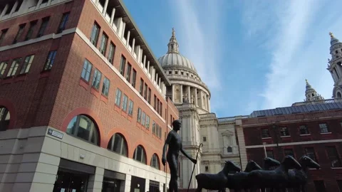 The view of the Paternoster Square with St. Paul's Cathedral in the background Stock Footage 152606859
