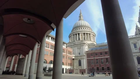 The view of the Paternoster Square with St. Paul's Cathedral in the background Stock Footage 152606860