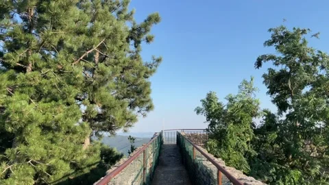 View of path on castle walls with wind Stock Footage 203723567