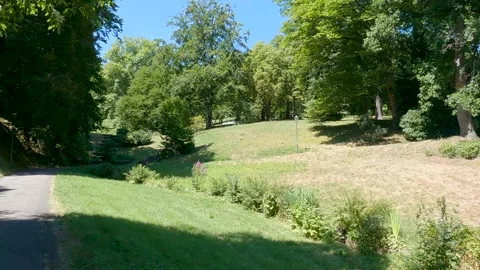 View of a path inside the Michaelsberg park in Baden-Baden city Stock Footage 270174058