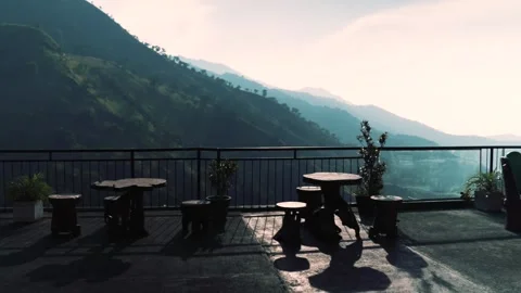 View of the paths from the restaurant veranda Stock Footage 267592983