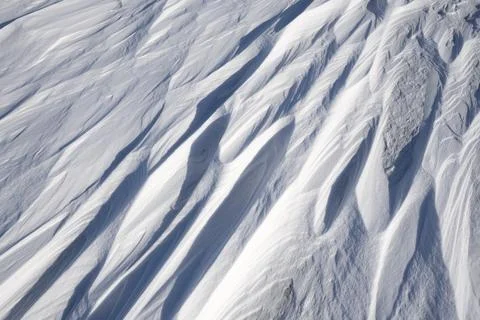 View on the patterned snow cover 스톡 사진