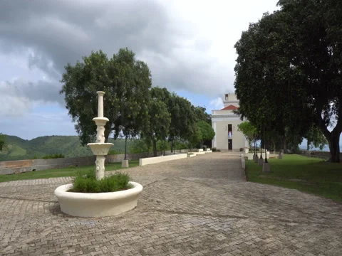 View to the pavement leading to small chapel Stock Footage 71535016