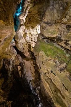 View of the Peak Cavern, also known as the Devil's Arse, in Castleton, Derbys Stock Photos