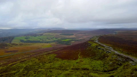 A view of Peak district, an upland area in England at the southern end of the Stock Footage 143785380