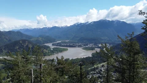 View from the peak of Dragons Back trail in Hope Stock Footage 200644027