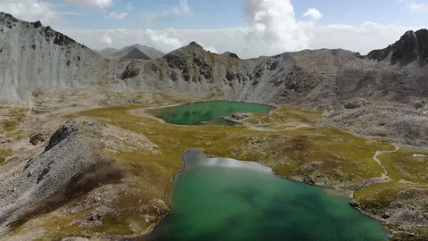 View of the peaks and mountain lakes in the upper reaches of the Kensu River Stock Footage 151014606