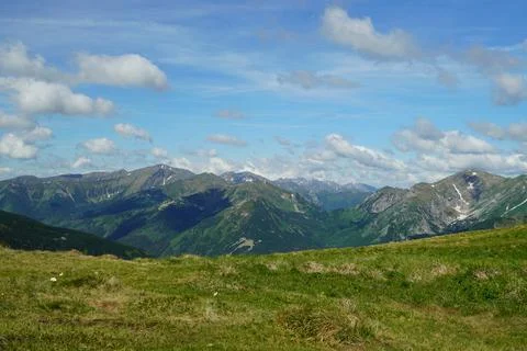 View of the peaks in the mountains Stock Photos