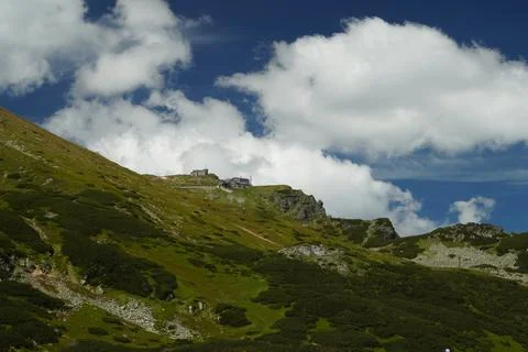 View of the peaks in the mountains Foto stock