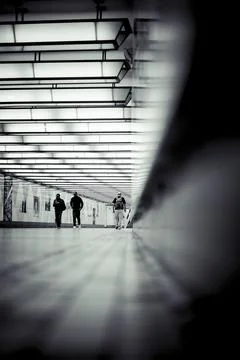 View on pedestrian underpass on Brussels Central Railway station to the Met.. Stock Photos